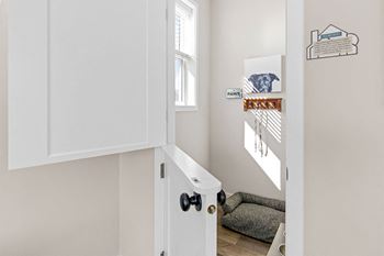 Pet retreat with farmhouse-style dutch door*